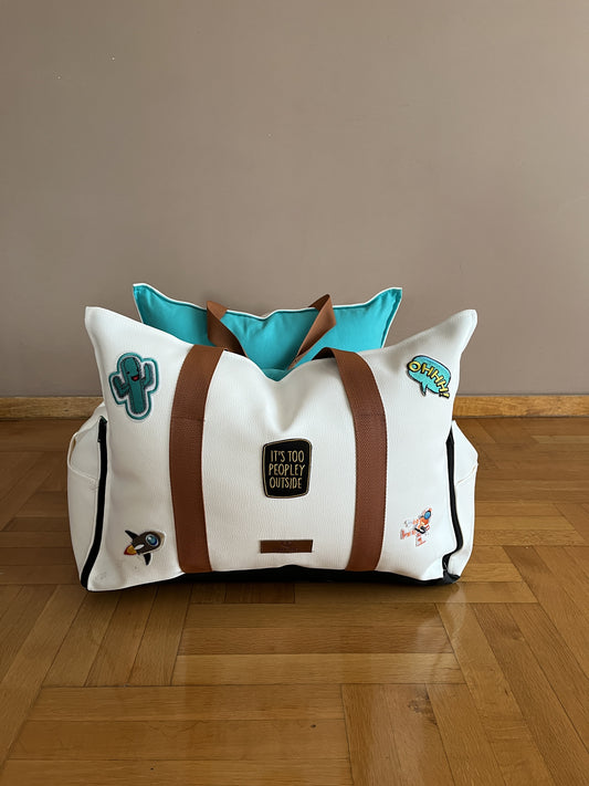 Luxury Dog Car Seat / Travel Bag - "Aqua  Breeze"