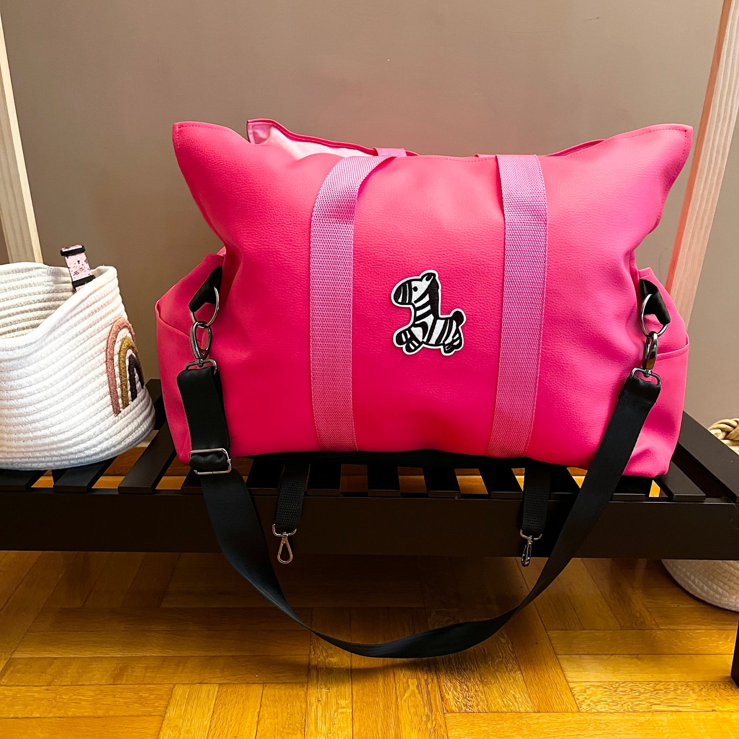 Luxury Dog Car Seat / Travel Bag - "Fuchsia Paws"