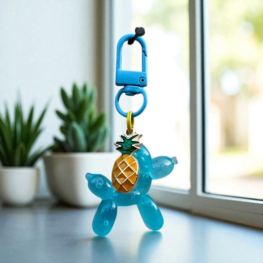 Balloon Dog Charm - Blue -Pineapple