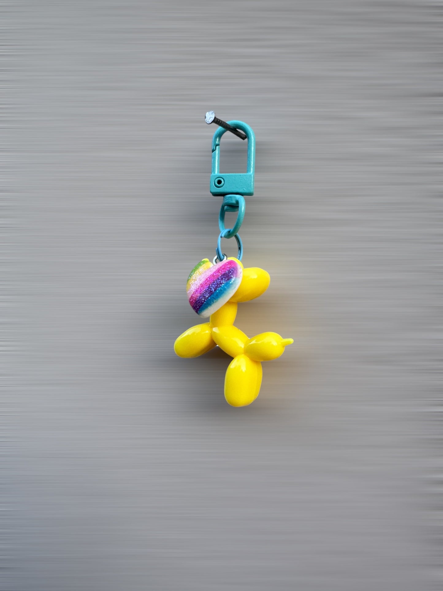 Balloon Dog Charm - Yellow -multicolored Heart