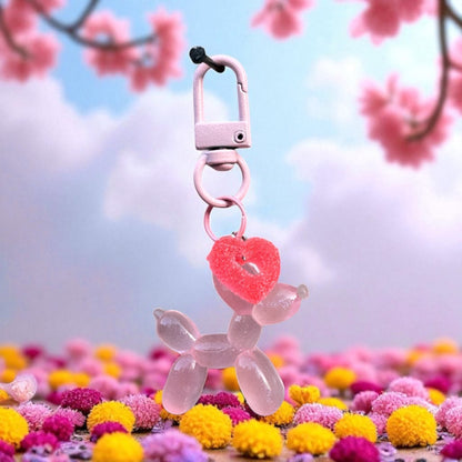 Balloon Dog Charm - Pink Heart