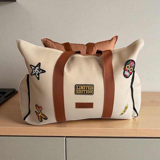Luxury Dog Car Seat / Travel Bag  - "Coffee & Cream"