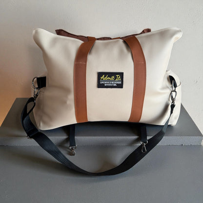 Luxury Dog Car Seat / Travel Bag  - "Coffee & Cream"