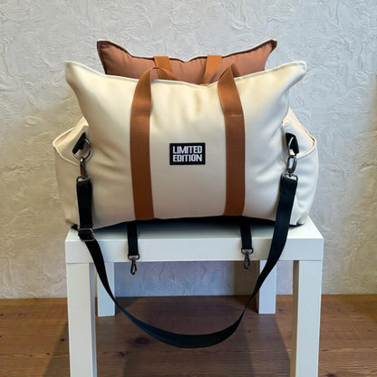 Luxury Dog Car Seat / Travel Bag  - "Coffee & Cream" Space exlorer