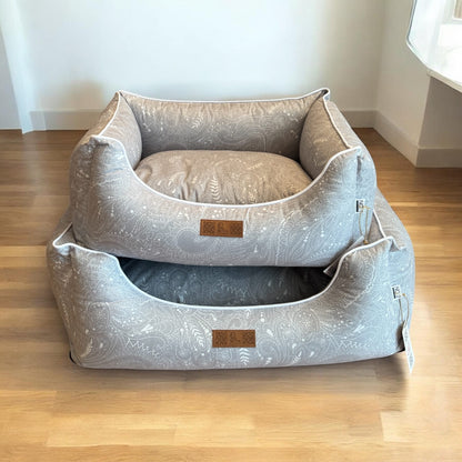 Dog Bed - Cozy "Paisley-Light Grey"
