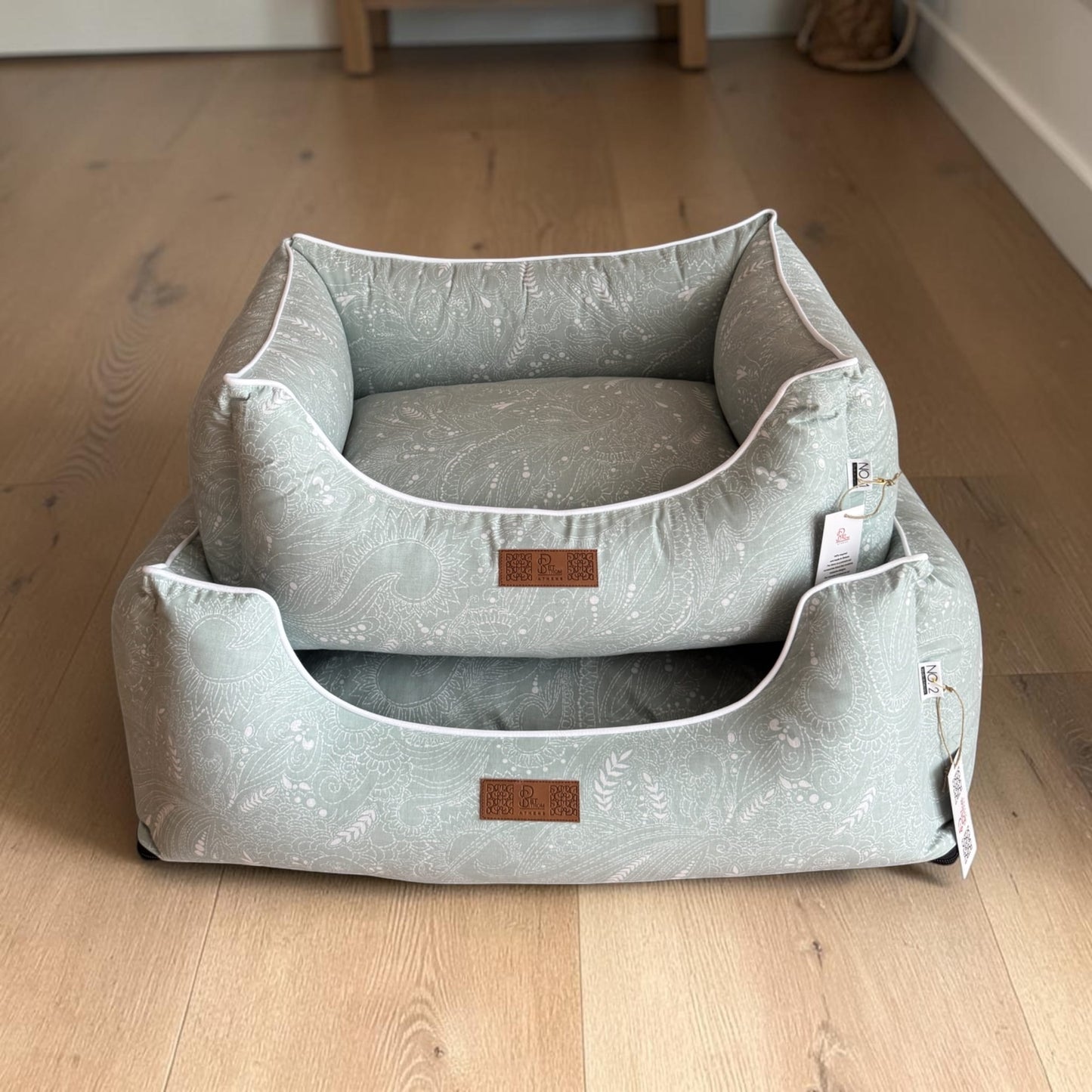 Dog Bed - Cozy "Paisley-Sage Green"