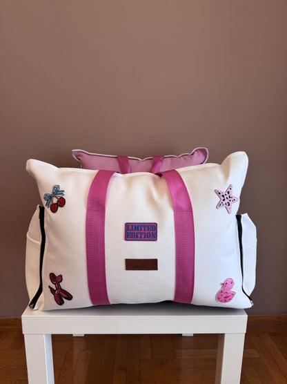 LUXURY DOG CAR SEAT / TRAVEL BAG - "COTTON CANDY"