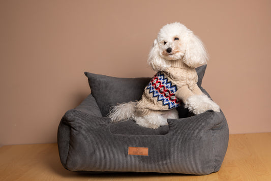 Luxury Dog Car Seat - Corduroy Anthracite Grey